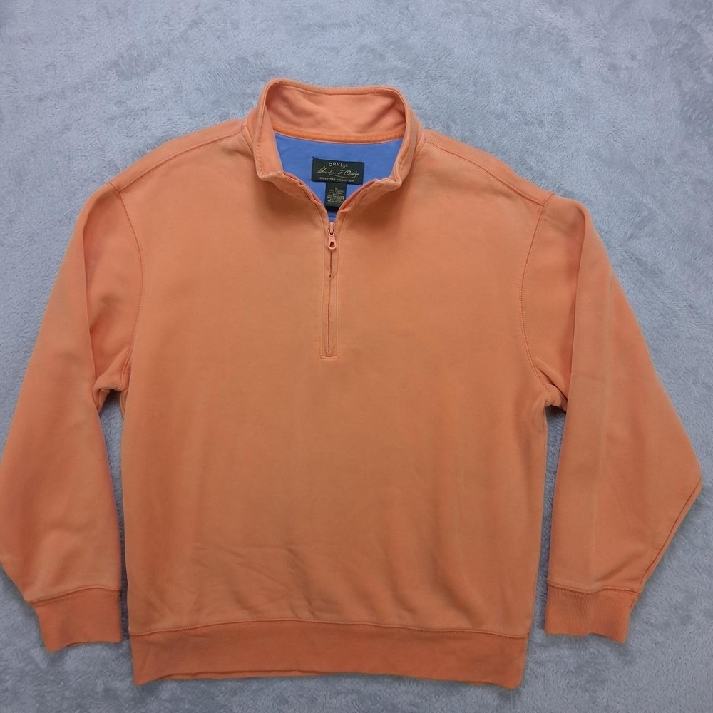 Mens Orvis Charles F. Orvis Quarter Zip Sweatshirt Pullover Orange Size M